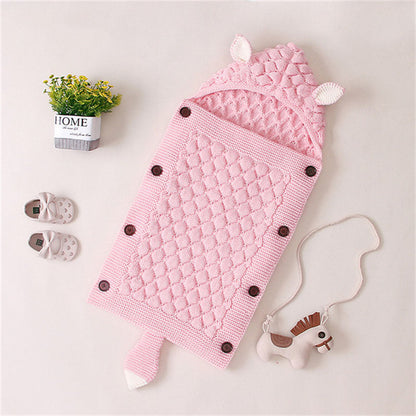 Nid d'ange bebe fille tricoté | rose motif Petit Renard