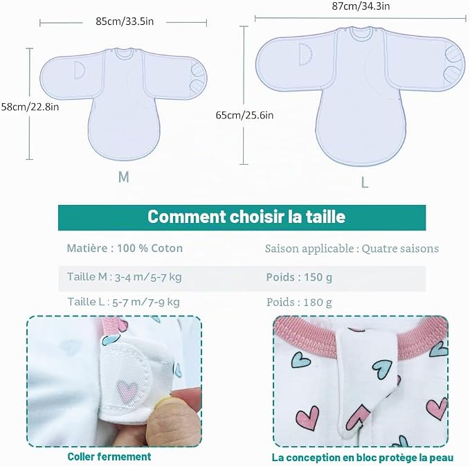 Couverture d'emmaillotage bebe fille|coton doux