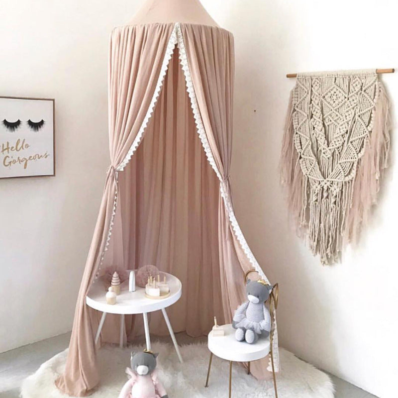 Ciel de lit bébé rose