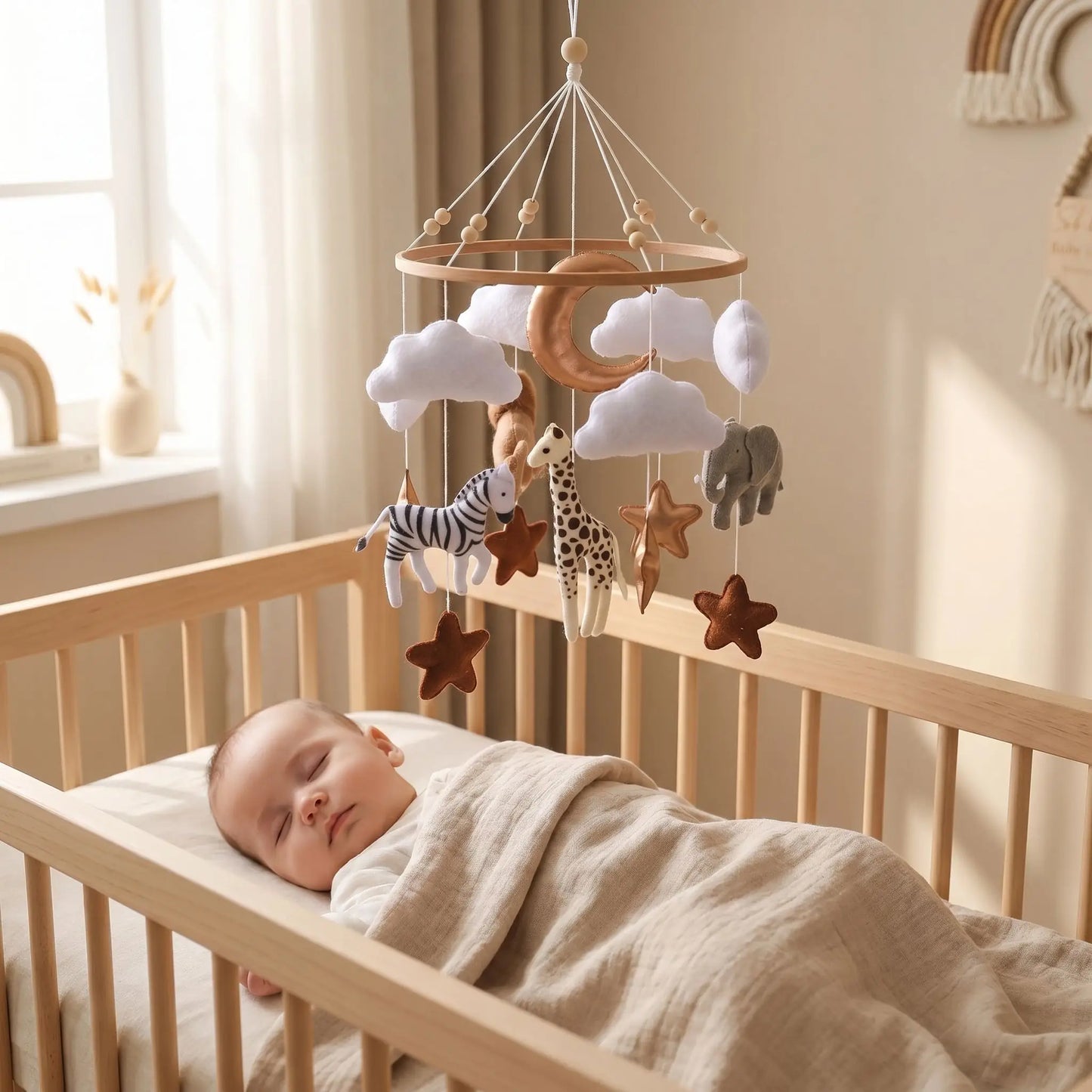 bebe endormi  par un mobile bebe