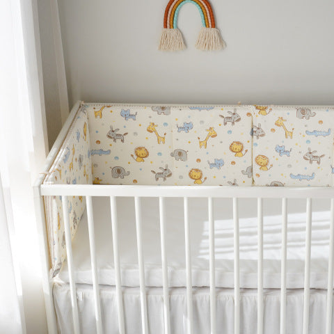tour de lit bebe motif lion et girafe