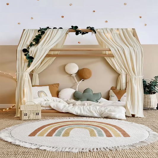 Ciel de lit cabane beige