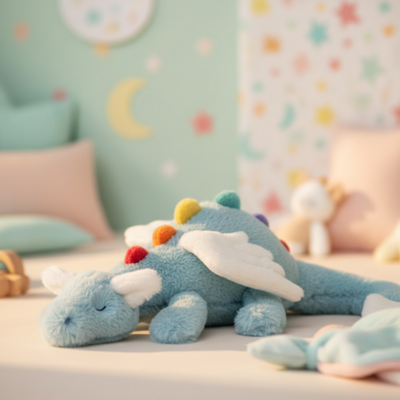 Doudou dragon bleu 