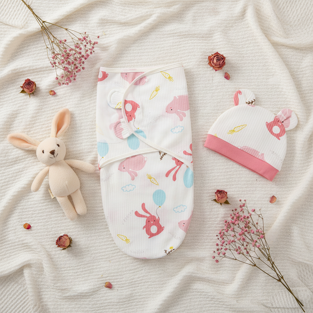 Couverture emaillotage bebe fille 