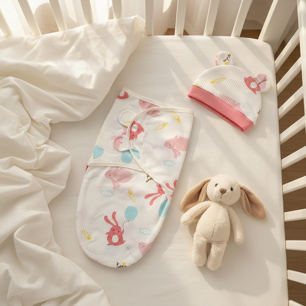Couverture emaillotage bebe fille 