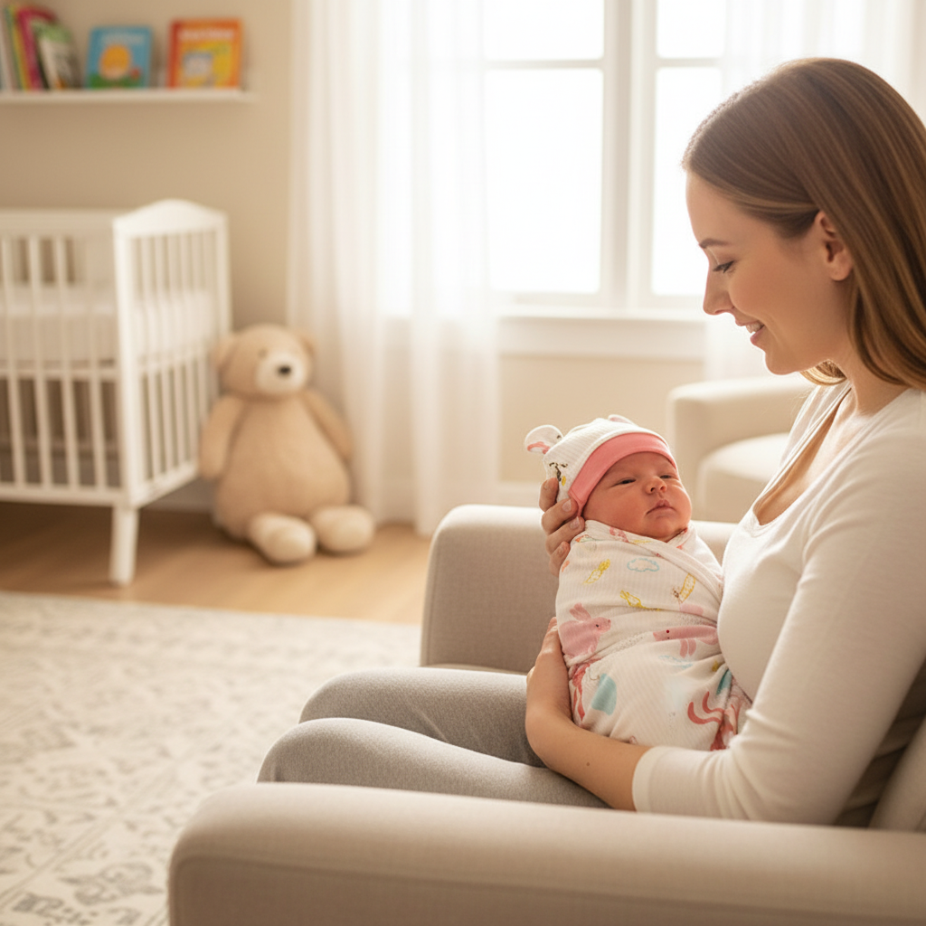 Maman & bébé lapin rose