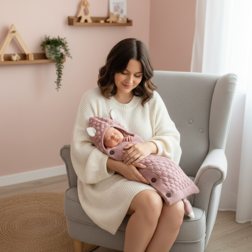 Nid d'ange bebe fille en tricot 