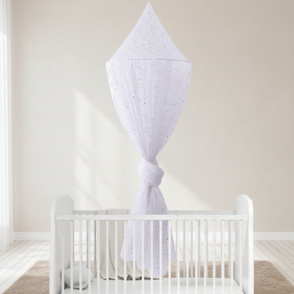 Moustiquaire lit bébé Blanc pailletée 