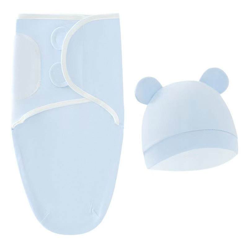 Couverture emmaillotage bébé garcon| Bleu clair uni
