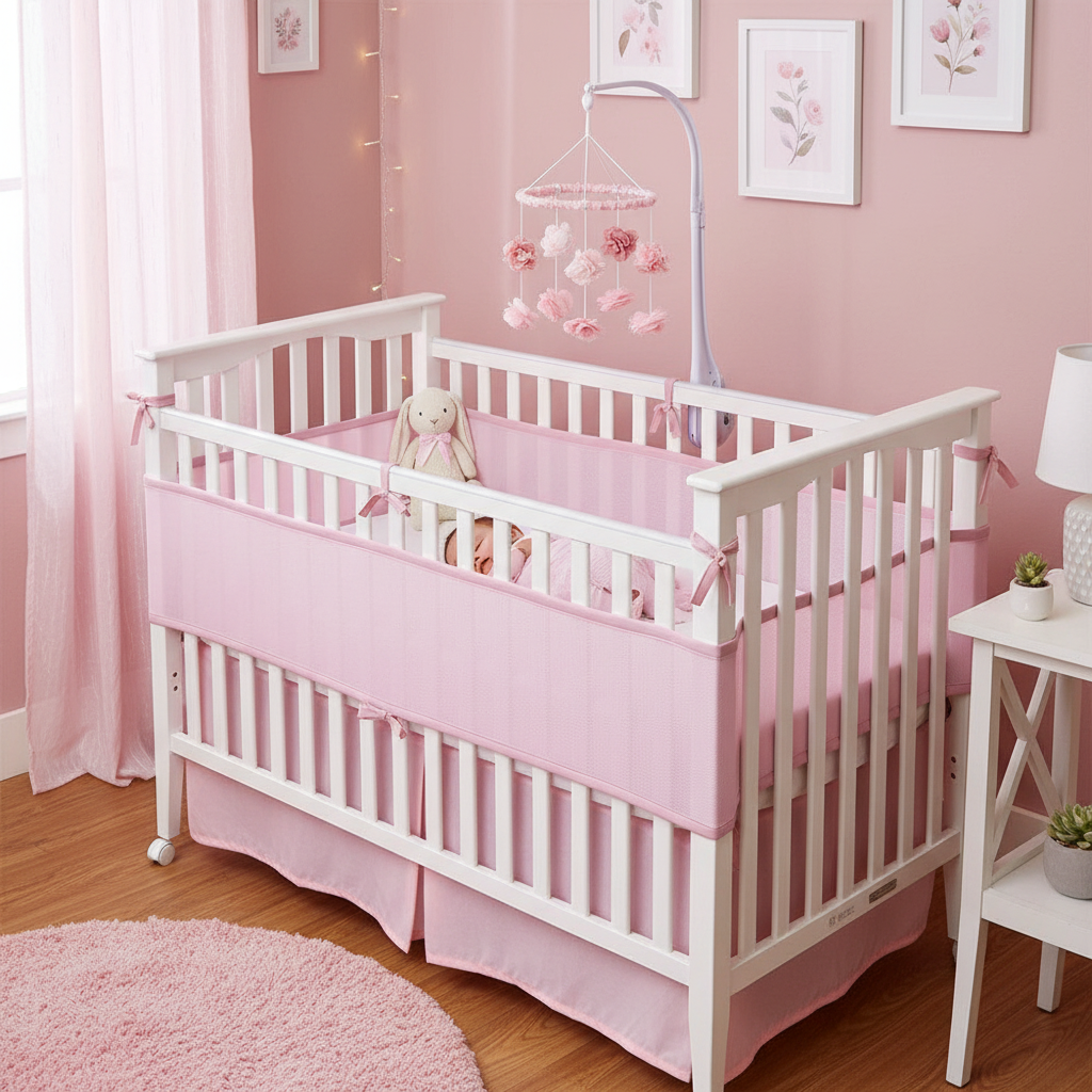 tour de lit respirant rose