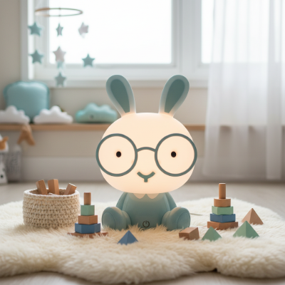 Veilleuse lapin bleu lunette 