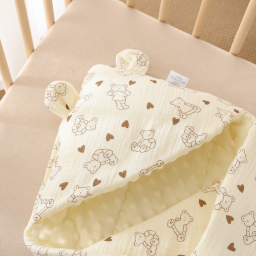nid d ange pour bebe | gaze de coton "Mignon Ourson"