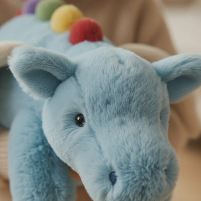 Doudou dragon bleu 