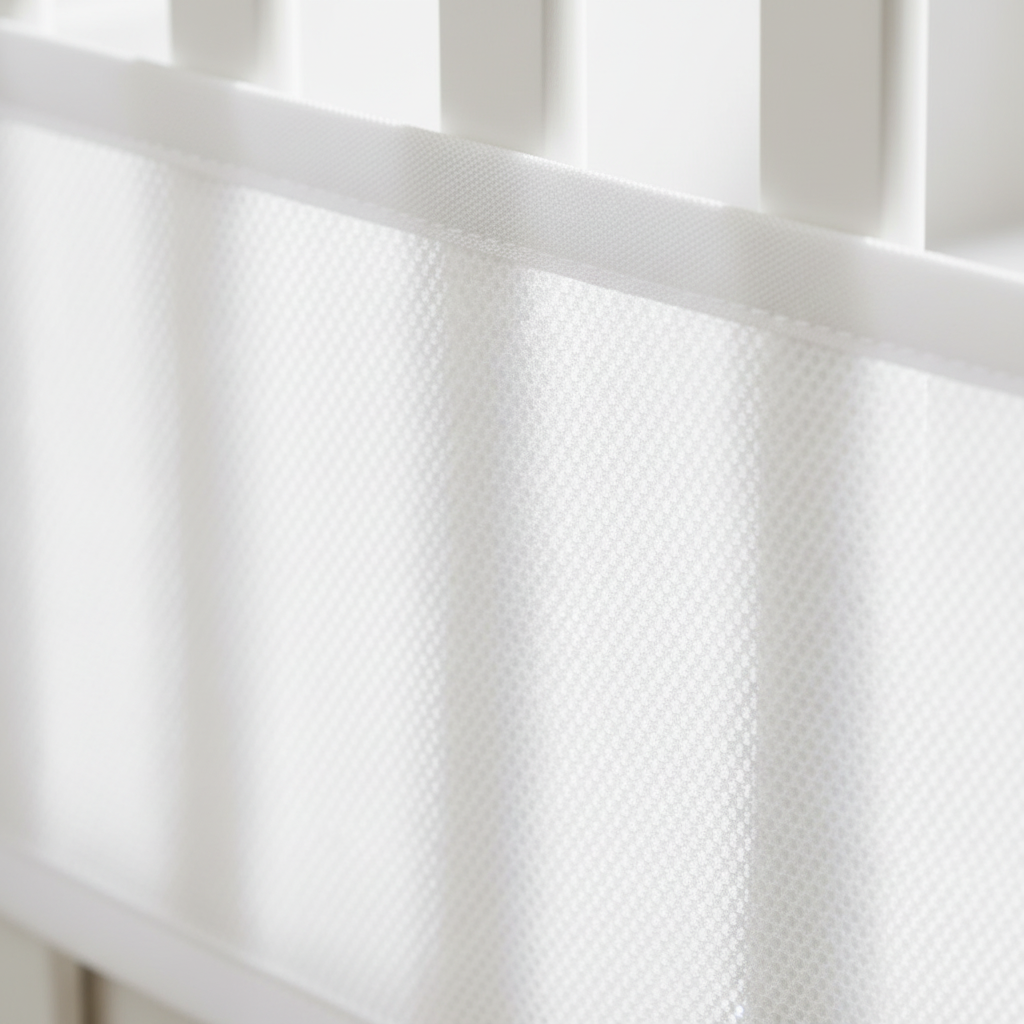 tour de lit respirant blanc details
