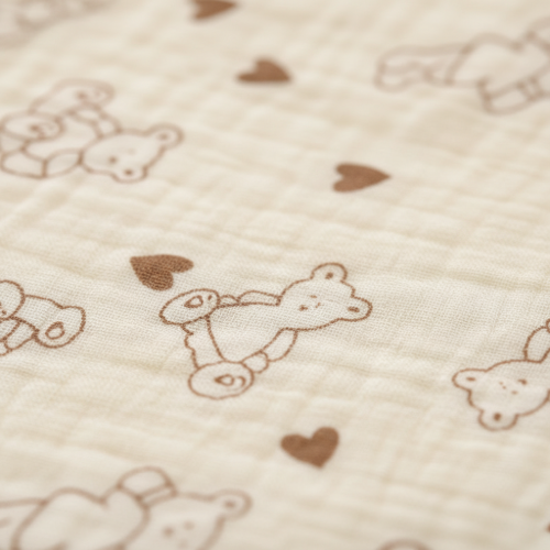 nid d ange pour bebe | gaze de coton "Mignon Ourson"