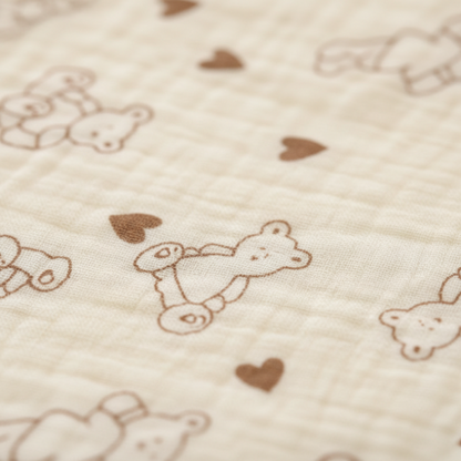 nid d ange pour bebe | gaze de coton "Mignon Ourson"